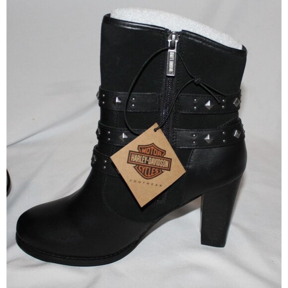 Harley-Davidson Women's Abbey Leather Heeled Motorcycle Fashion Boots NIB SZ 8.5 - Picture 3 of 9